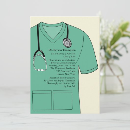 Medische kruiden Groene Afstuderen Uitnodiging (Staand voorkant)