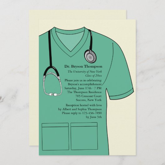 Medische kruiden Groene Afstuderen Uitnodiging (Voorkant / Achterkant)