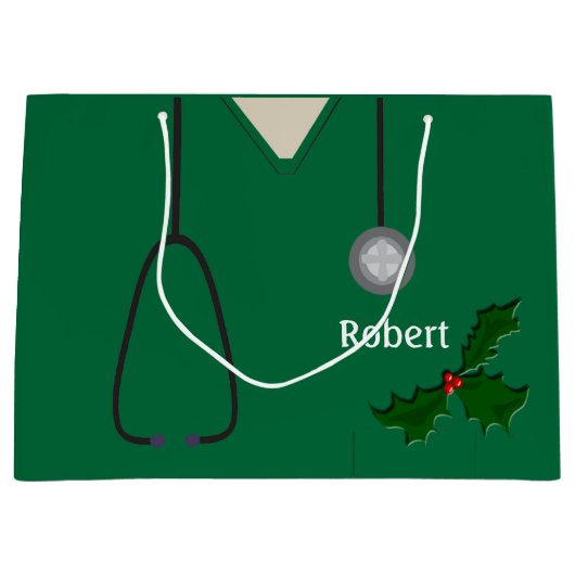 Medische kruiden Groene Holly Gift Bag Large Cadeautasje (Voorkant)