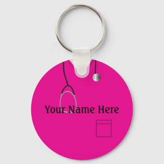Medische kruiden Zurse Hot Pink Button Sleutelhang Sleutelhanger (Voorkant)