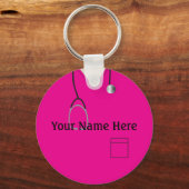 Medische kruiden Zurse Hot Pink Button Sleutelhang Sleutelhanger (Voorkant)