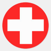 Medische kruis ronde sticker (Voorkant)
