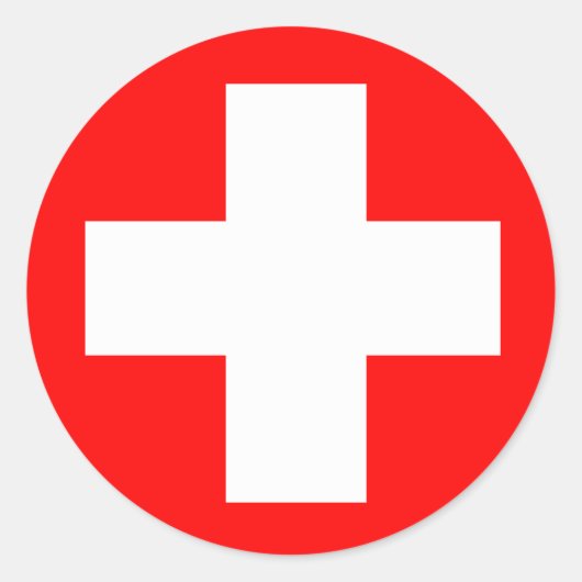 Medische kruis ronde sticker (Voorkant)