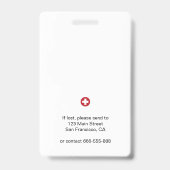 Medische kruisziekenhuisfoto Foto-ID Badge (Back)