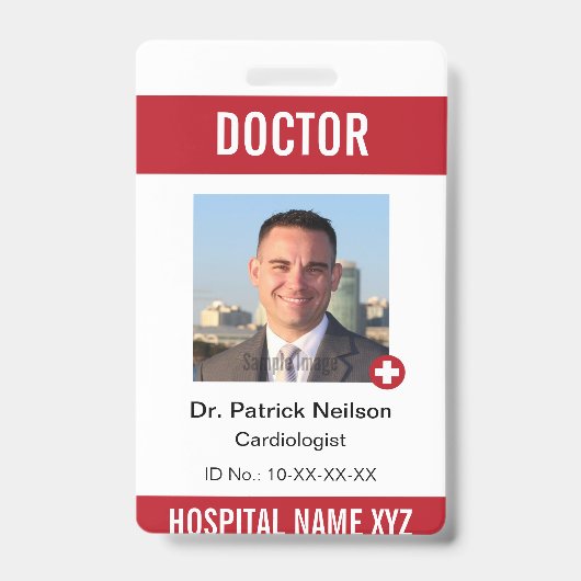 Medische kruisziekenhuisfoto Foto-ID Badge (Front)