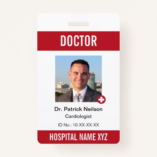 Medische kruisziekenhuisfoto Foto-ID Badge (Voorkant)