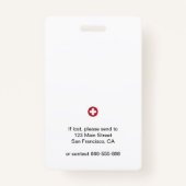 Medische kruisziekenhuisfoto Foto-ID Badge (Achterkant)