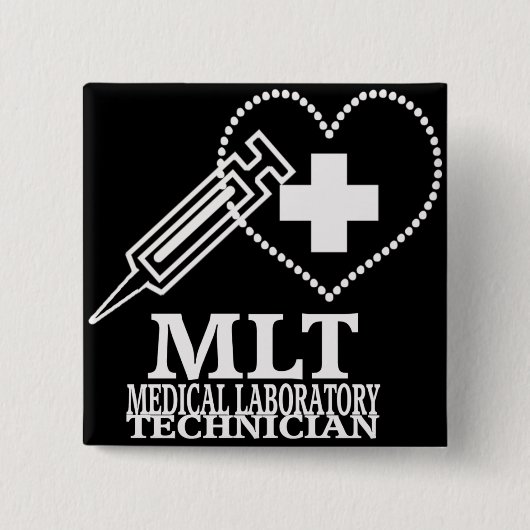 MEDISCHE LAB TECH LOGO VIERKANTE BUTTON 5,1 CM (Voorkant)