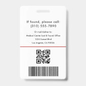 Medische Logo Emergency Red ID Medewerker Foto Badge (Achterkant)