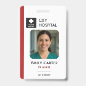 Medische Logo Emergency Red ID Medewerker Foto Badge (Voorzijde)