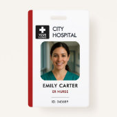 Medische Logo Emergency Red ID Medewerker Foto Badge (Voorkant)