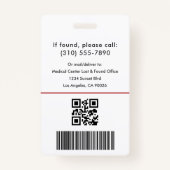 Medische Logo Emergency Red ID Medewerker Foto Badge (Achterkant)