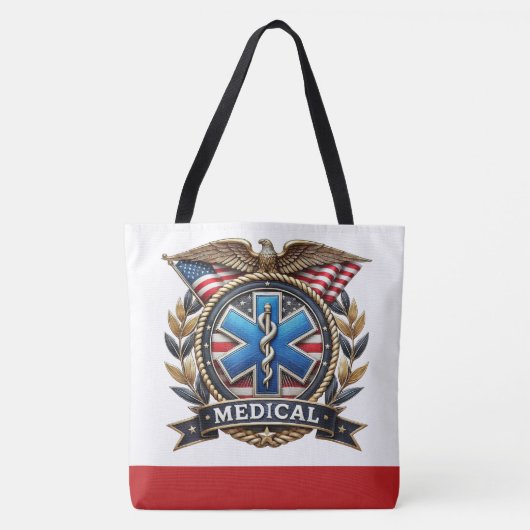 Medische Logo Grote Monogram ZIE ACHTERKANT! Boods Tote Bag (Voorkant)