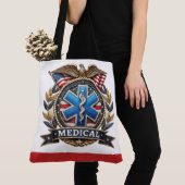 Medische Logo Grote Monogram ZIE ACHTERKANT! Boods Tote Bag (Dichtbij)