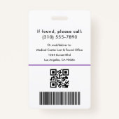 Medische Logo kinderverpleegkundige Paarse ID-foto Badge (Achterkant)