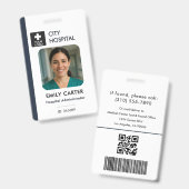 Medische Logo QR-code Werknemersfoto Naam Admin ID Badge (Voor- en achterkant)