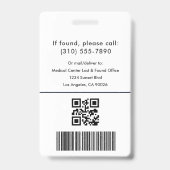 Medische Logo QR-code Werknemersfoto Naam Admin ID Badge (Achterkant)