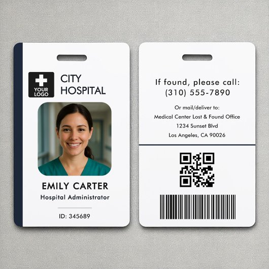 Medische Logo QR-code Werknemersfoto Naam Admin ID Badge