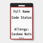 Medische Nood Badge Tag Aangepaste Informatie (Achterkant)