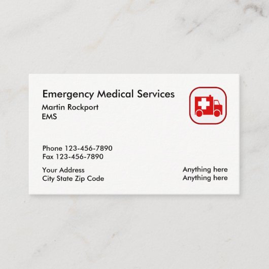 Medische nood EMS-ambulance Visitekaartje (Voorkant)