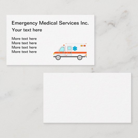 Medische nooddiensten visitekaartje (Voorkant / Achterkant)