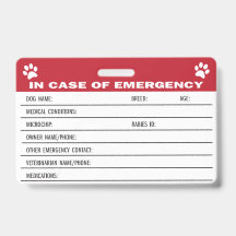 Medische Noodkaart voor Honden