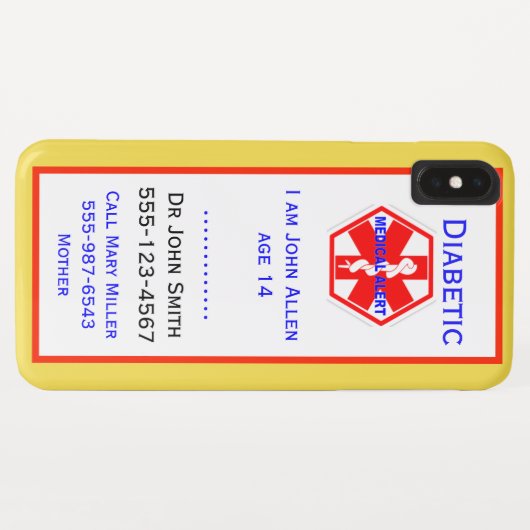 Medische Noodsituatie Diabetische Waarschuwing Inf Case-Mate iPhone Case (Achterkant (horizontaal))