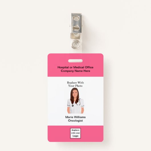 Medische oncologie Personeel Foto ID-badjes Badge (Voorkant met clip)