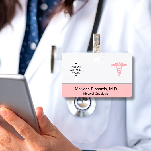 Medische oncoloog kanker Foto-ID Sjabloon Badge