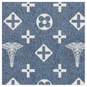 Medische patroon. Artsen logo. Blauwe spijkerbroek Stof