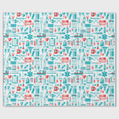 Medische patroon cadeaupapier (Vlak)