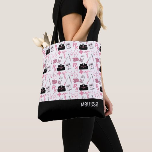 Medische patroon - Roze Canvas tas (Dichtbij)