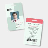 Medische personeels-ID + streepjescode van Blocks  Badge (Voor- en achterkant)