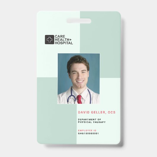 Medische personeels-ID + streepjescode van Blocks  Badge (Voorzijde)