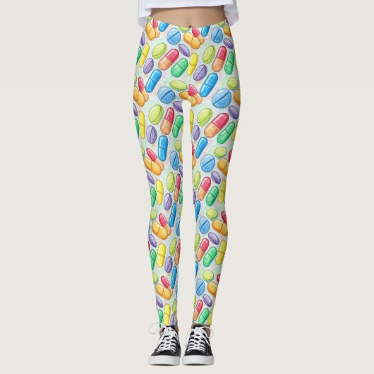 Medische pil en capsulepatroon Leggings (Voorkant)