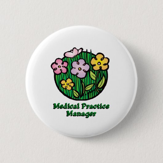 Medische Praktijkmanager Blooms Ronde Button 5,7 Cm (Voorkant)