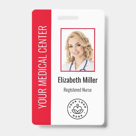 Medische professional aangepaste foto en tekst roo badge (Voorzijde)