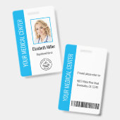 Medische professional aangepaste foto & tekst blau badge (Voor- en achterkant)
