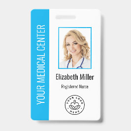 Medische professional aangepaste foto & tekst blau badge