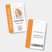Medische professional aangepaste foto & tekst oran badge (Voor- en achterkant)