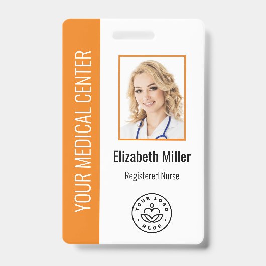 Medische professional aangepaste foto & tekst oran badge (Voorzijde)