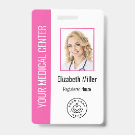 Medische professional aangepaste foto & tekst roze badge