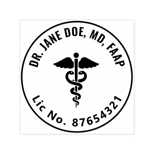 Medische Professional Dokter Caduceus Zelfinktende Stempel (Design)
