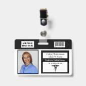 Medische professional naam foto badge scanner code (Voorzijde met clip)