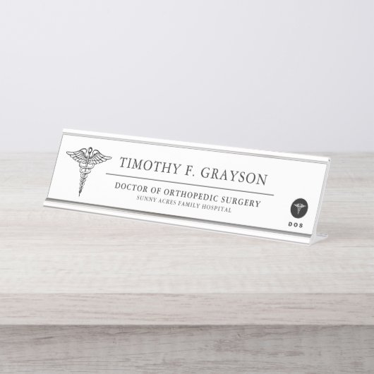 Medische professional op maat bureau naambordje (Voorkant)