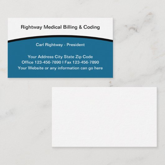 Medische rekening en codeerdiensten visitekaartje (Voorkant / Achterkant)