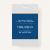 Medische RN werknemer klassieke blauwe foto sjablo Badge (Achterkant)