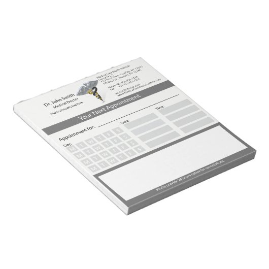 Medische Rod Zilver Caduceus Zwart Goud Afspraak Notitieblok (Schuin)