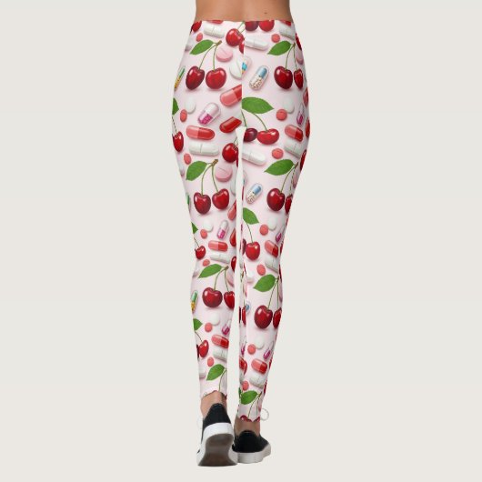 Medische rode kers & roze pil Leggings (Achterkant)