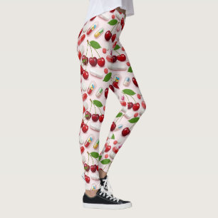 Medische rode kers & roze pil Leggings